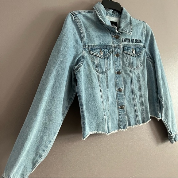 Harry Potter Women's Denim Jacket Deathly Hollows Master of Death Crop Medium - Picture 3 of 15